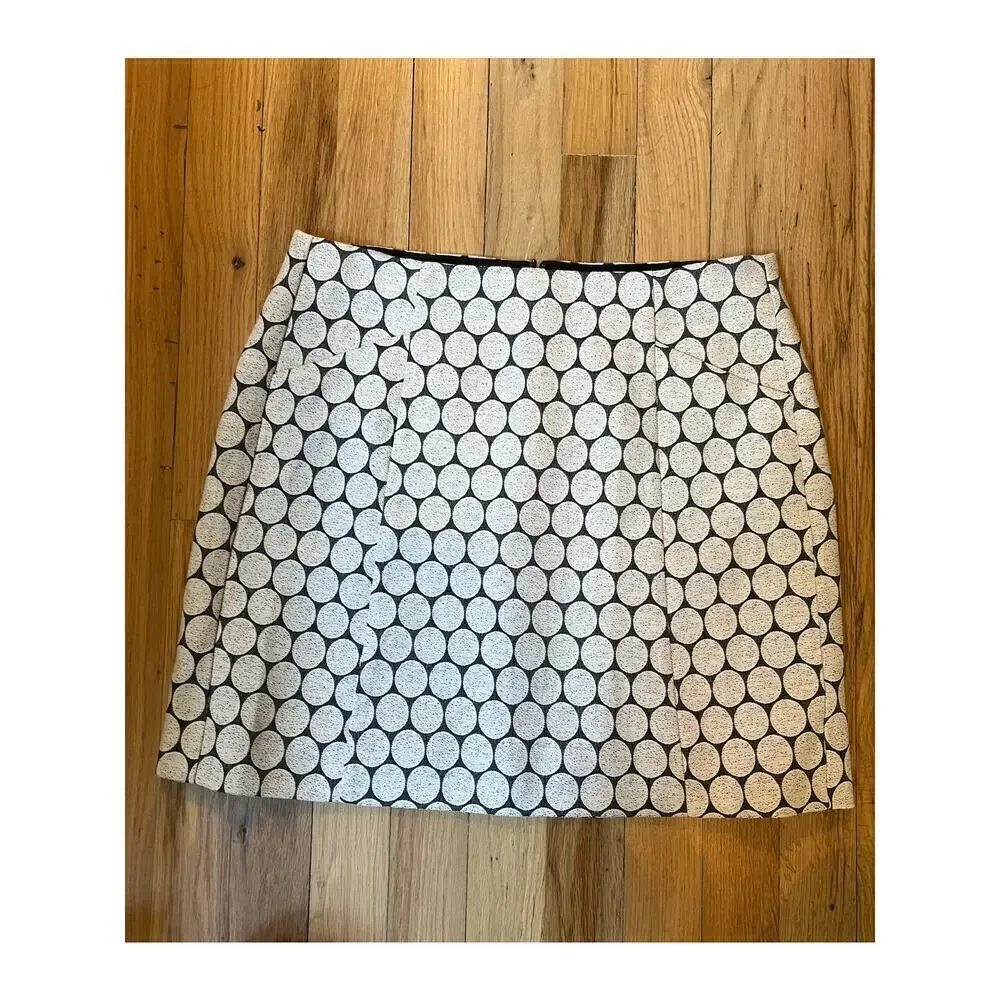 NWT J.Crew Honeycomb Polka Dot Mini Skirt Pencil White Black Women's 2 Holiday